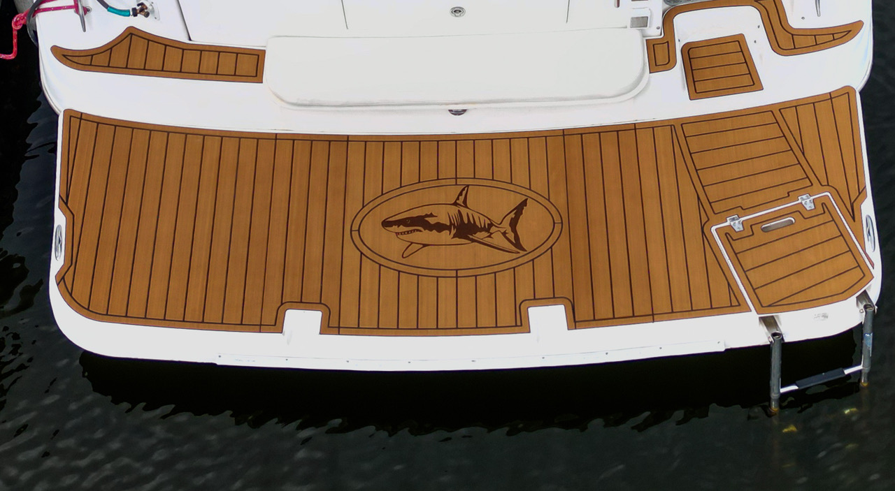 Finished custom EVA boat flooring installation