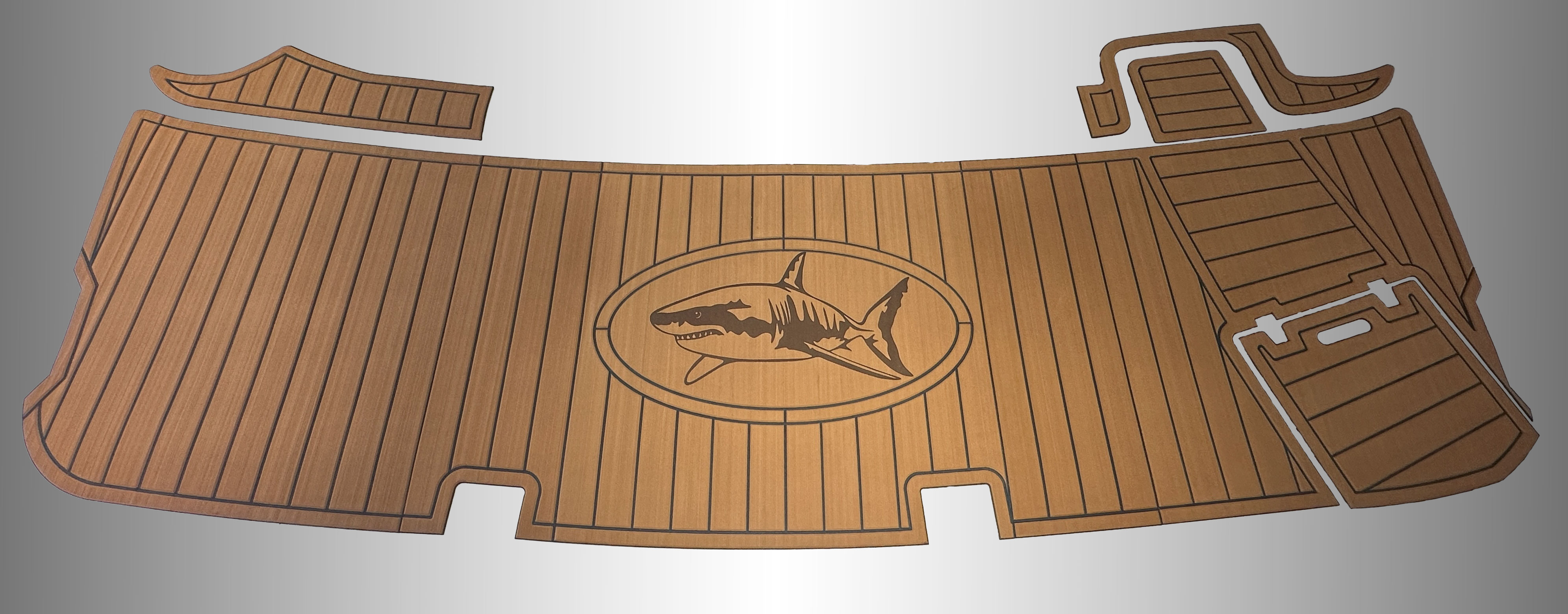Custom EVA boat flooring design layout with teak style marine decking